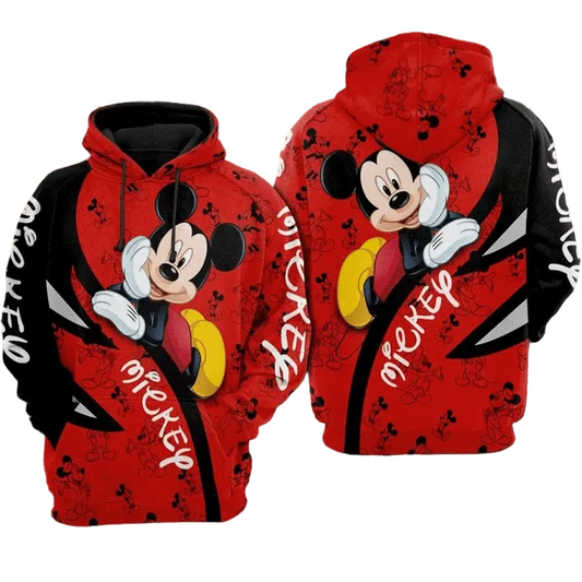 Mickey Mouse Pattern Red Over Print 3d Hoodie Zip Hoodie Moonbestprint