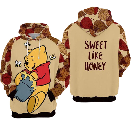 Disney Winnie The Pooh, Cute Pooh Hunny, Sweet Like Honey Aop Hoodie Moonbestprint