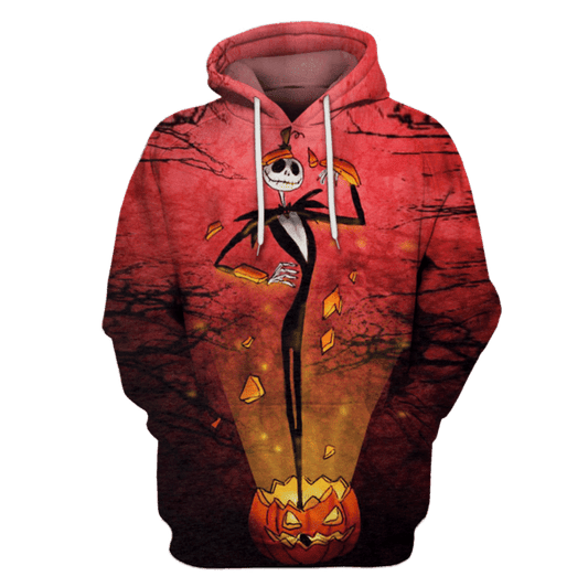 Nightmare Before Christmas T-shirt Jack Skellington Pumpkin Light Red Hoodie Zip Hoodie Moonbestprint