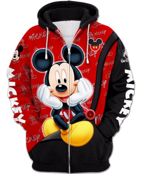 Red And Black Mickey Mouse Zip-up Hoodie Moonbestprint