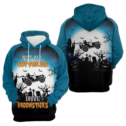 Halloween Hoodie Witch Hoodie Not All Witches Drive Broomsticks Blue 3d Hoodie Zip Hoodie Moonbestprint