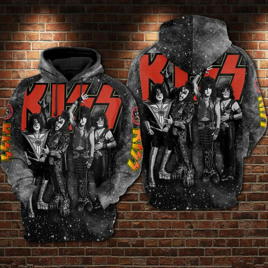 Kiss Galaxy Black Hoodie Zip Hoodie Moonbestprint
