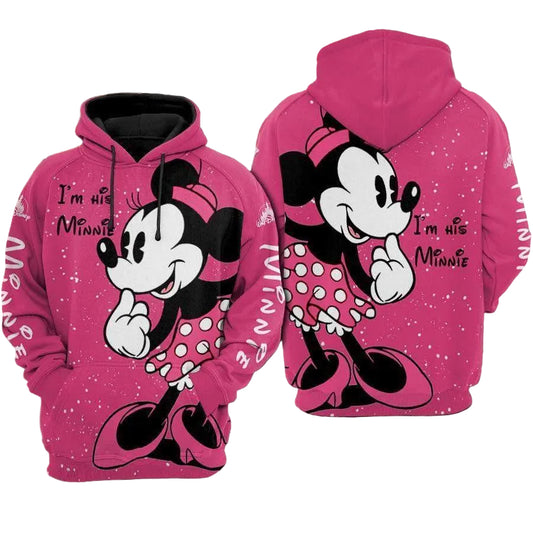 Disney Characters, Minnie Mouse Disney, Im His Minnie Aop Hoodie Moonbestprint