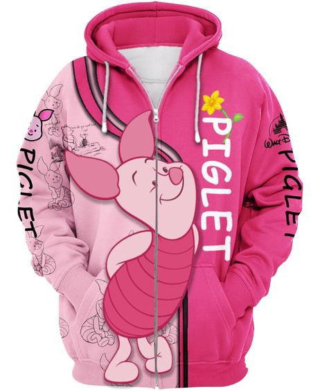 Piglet Zip-up Hoodie Moonbestprint