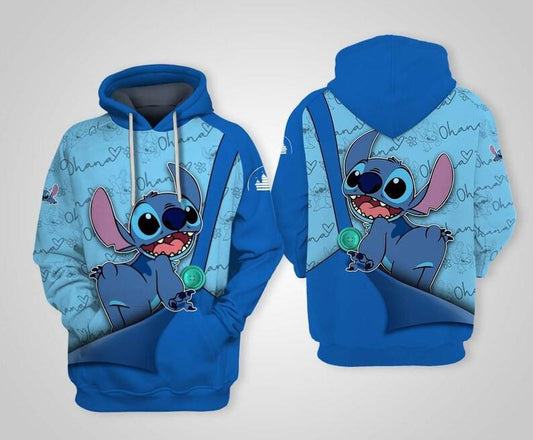 Disney Cartoon Fan Gift, Lilo And Stitch Disney, Cute Stitch Ohana Disney All Over Print Hoodie, Zip Hoodie Moonbestprint