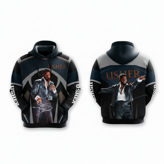 Usher Signature Design Gift For Fan Custom 3d Hoodie All Over Printed Hoodie Moonbestprint