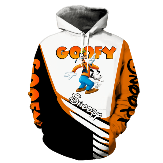 Snoopy And Goofy Disney, Funny Goofy And Snoopy Ver5 Aop Hoodie Moonbestprint