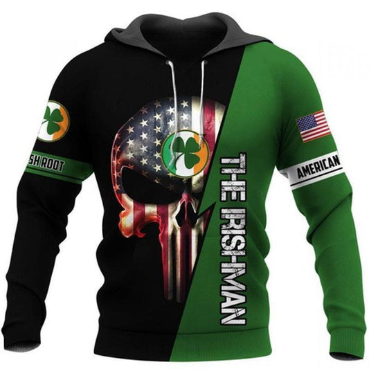 Irish Skull Us All Over Printing 3d Hoodie Moonbestprint