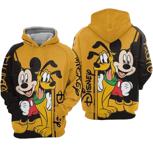 Mickey Mouse And Friends Disney, Mickey And Pluto Ver21 Aop Hoodie, Zip Hoodie Moonbestprint
