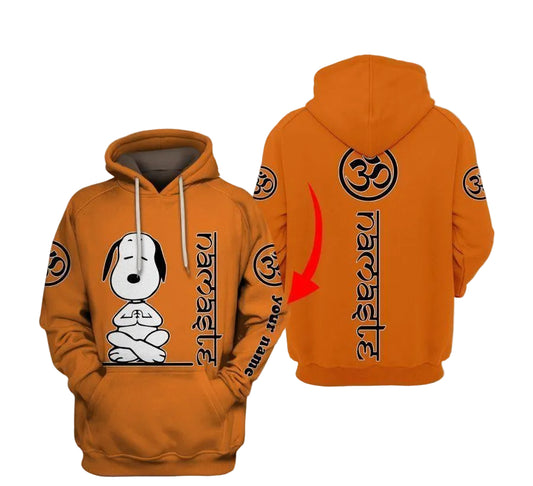 Custom Name Snoopy The Peanuts, Yoga Snoopy Ver47 Aop Hoodie Moonbestprint