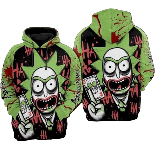 Rick Sanchez And Morty Joker Green Black 3d T Shirt Sweatshirt Zip Hoodie Bomber 868 Moonbestprint