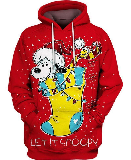 Snoopy Christmas Hoodie Snoopy Christmas Stocking Let It Snoopy Red 3d Hoodie Zip Hoodie Moonbestprint