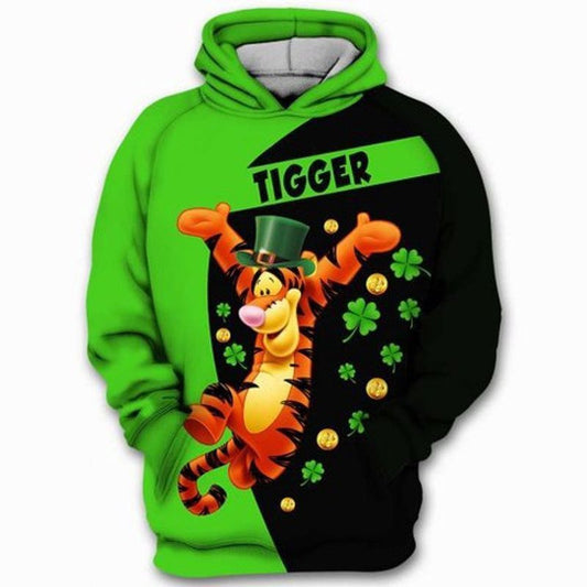 St Patrick's Day Irish Tigger Winnie The Pooh Green Black 3d Hoodie 2 Moonbestprint