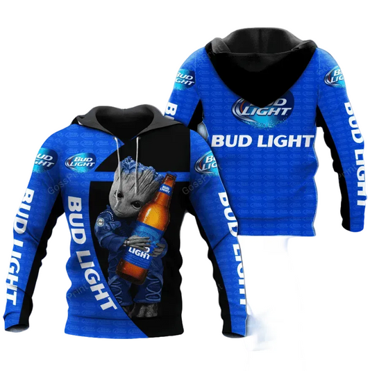 Baby Groot Bud Light Aop Hoodie Moonbestprint
