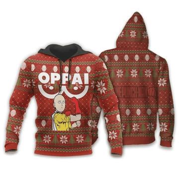 Saitama Oppai Ugly Christmas One Punch Man Anime Manga For Men And Women 3d Hoodie Zip Hoodie Moonbestprint
