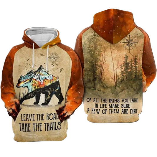 Bears Leave The Road Take The Trails All Over Printed 3d Hoodie Moonbestprint