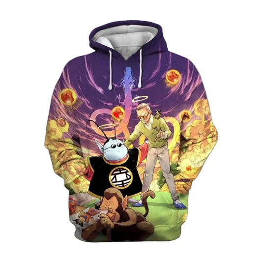 Kaio Del Sur With Goku Cartoon Dragon Ball Anime Manga 15 Over Print 3d Hoodie Zip Hoodie Moonbestprint