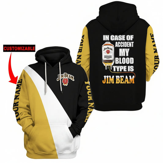 Jim Beam Blood Type Personalized 3d Hoodie Moonbestprint