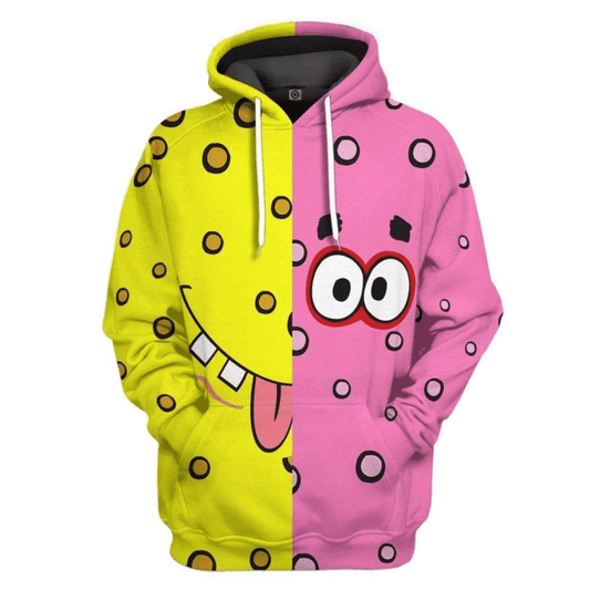 Spongebob And Patrick Star, Disney Yellow And Pink Gift For Fan Custom 3d Hoodie Zip Hoodie All Over Printed Hoodie Moonbestprint