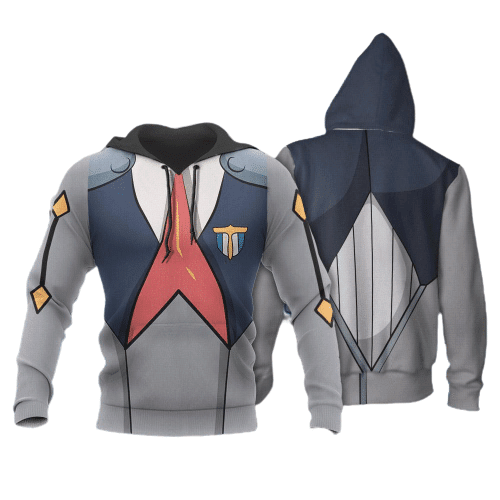 Darling In The Franxx Hoodie Darling In The Franxx Code 666 Zorome Costume Grey 3d Hoodie Zip Hoodie Moonbestprint