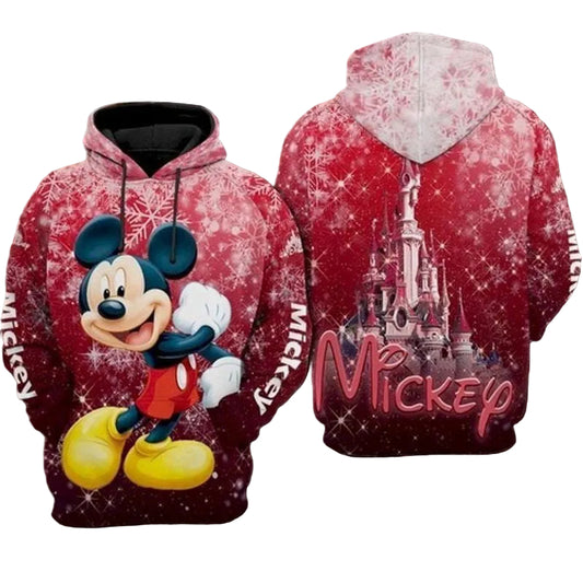 Mickey Mouse Disney Castle Snow All Over Printed Custom 3d T Shirt Sweatshirt Zip Hoodie Bomber 261 Moonbestprint