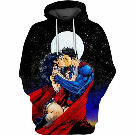 Superman And Wonder Woman Over Print 3d Hoodie Zip Hoodie Moonbestprint