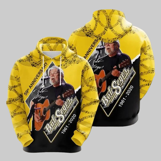 Bob Seger 59th Anniversary 1961 2020 Signature Design Gift For Fan Custom 3d Hoodie All Over Printed Hoodie Moonbestprint