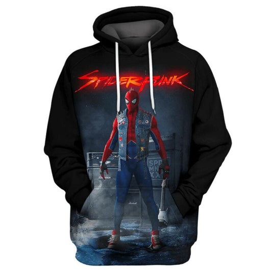 Spiderman Hoodie Spiderpunk Rock Star Hoodie Zip Hoodie Moonbestprint