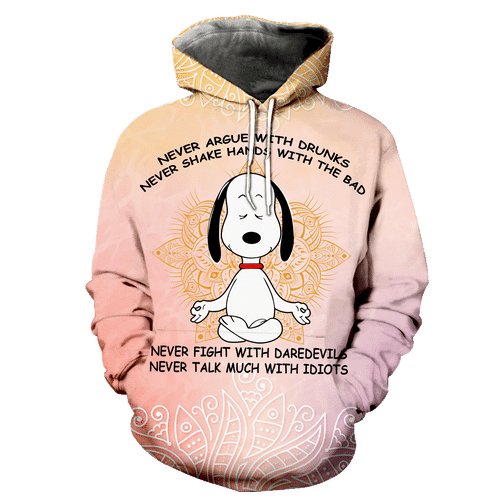 Snoopy The Peanuts, Snoopy Yoga, Snoopy Hippie Mandala Aop Hoodie Moonbestprint