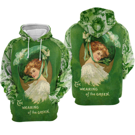Patrick's Day Vintage Lady Hoodie Zip Hoodie Moonbestprint