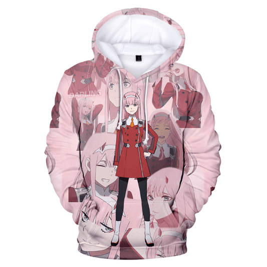Darling In The Franxx Hoodie Zero Two Faces Pink Hoodie Anime 3d Hoodie Zip Hoodie Moonbestprint