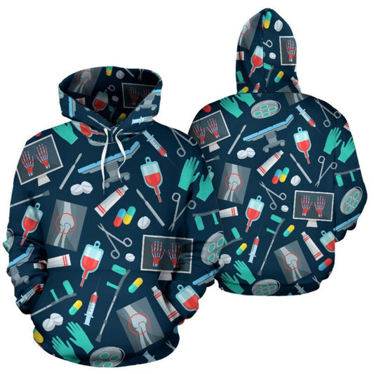 Nurse Hoodie Black Medical Equipment Pattern 3d Hoodie Zip Hoodie Moonbestprint