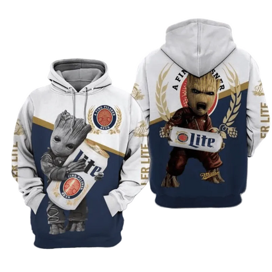 Miller Lite Groot 3d All Over Print Hoodie 3d Hoodie Zip Hoodie Moonbestprint