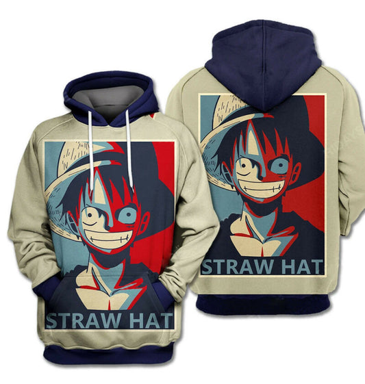 One Piece Hoodie One Piece Straw Hat Luffy Black Red 3d Hoodie Zip Hoodie Moonbestprint