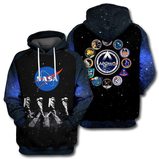 Apollo 11 Walking Astronauts, Nasa All Over Print Hoodie 33 Moonbestprint