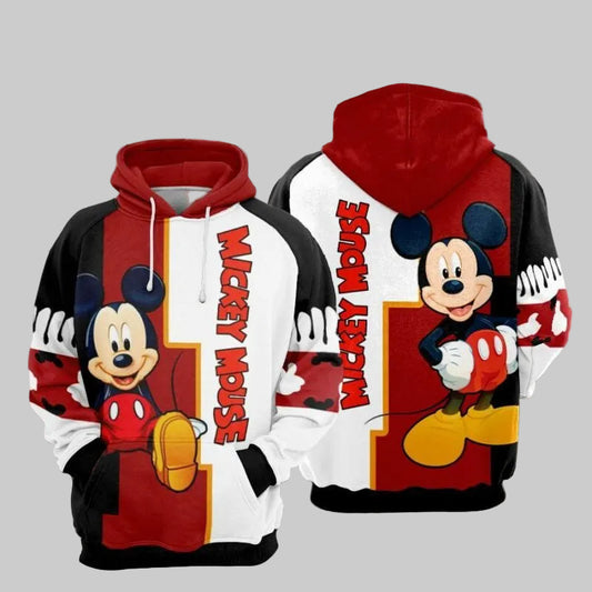 Mickey Mouse White Red Over Print 3d Hoodie Zip Hoodie Moonbestprint