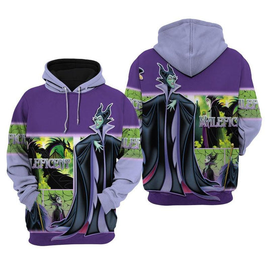 Disney Cartoon Fan Gift, Disney Villians Maleficent All Over Print Hoodie, Zip Hoodie Moonbestprint