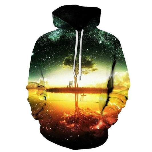 Galaxy Island Tree Reflection 3d Hoodie Zip Hoodie Moonbestprint