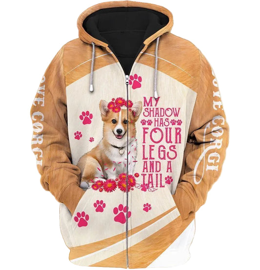 Corgi Lovers My Shadow Has Four Legs And A Tail For Men And Women 3d Hoodie Zip Hoodie Moonbestprint