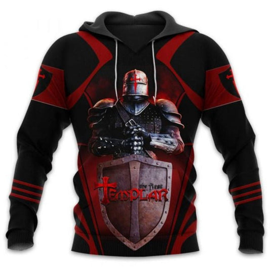 The First Templar With Shield Over Print 3d Hoodie Zip Hoodie Moonbestprint