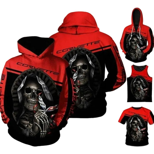 Corvette Maiden Skull 3d Hoodie Zip Hoodie Moonbestprint
