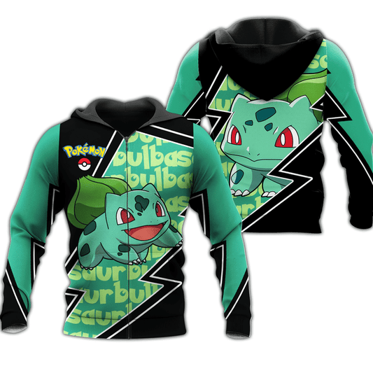 Bulbasaur Pokemon Anime Manga For Men And Women 3d Hoodie Zip Hoodie Moonbestprint