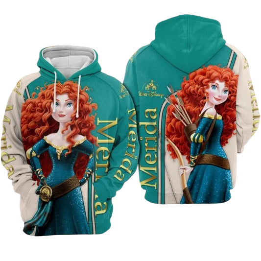 Brave Merida Cartoon Princess Merida Over Print 3d Hoodie Zip Hoodie Moonbestprint