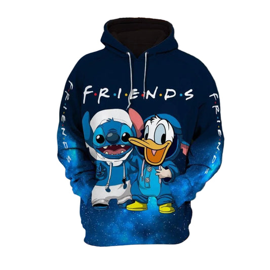 Stitch And Donald Duck Disney Friends All Over Print Hoodie Moonbestprint