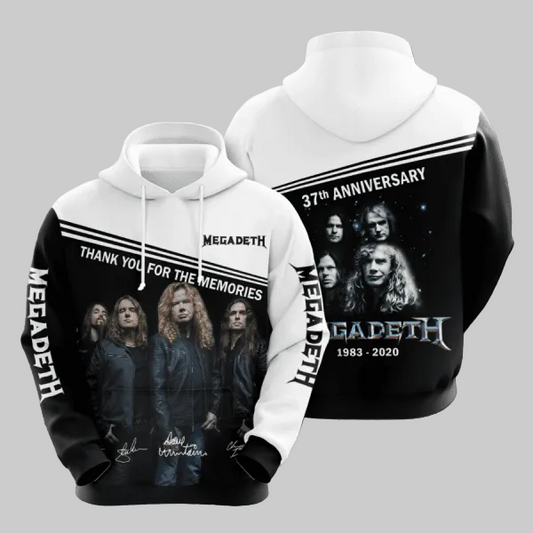 Megadeth 37th Anniversary 1983 2020 Signature Design Gift For Fan Custom 3d Hoodie All Over Printed Hoodie Moonbestprint