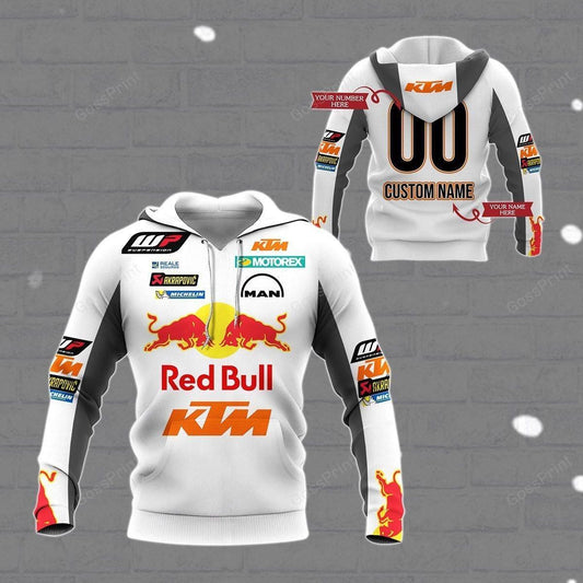 Custom Name And Number Red Bull Ktm Racing, Ready To Race All Over Print Hoodie, Zip Hoodie 40 Moonbestprint