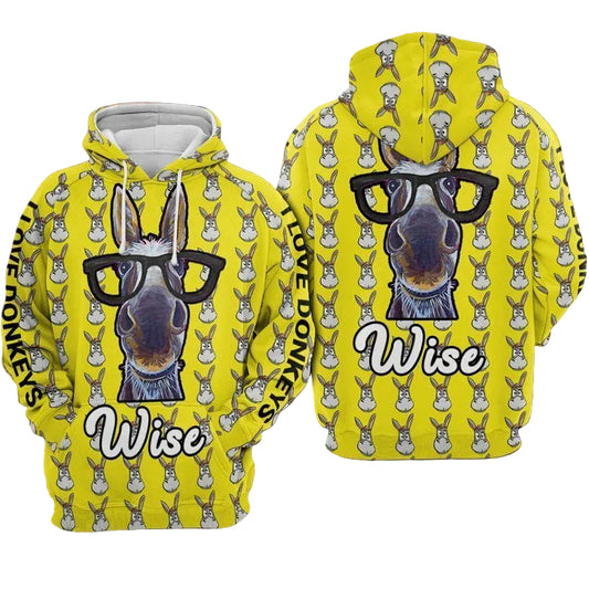 I Love Donkeys Wise Unisex Hoodie 3d Size S-5xl High Quality Moonbestprint