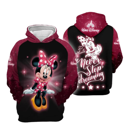 Minnie Mouse Disney, Minnie Never Stop Dreaming 10245 All Over Print Hoodie Moonbestprint