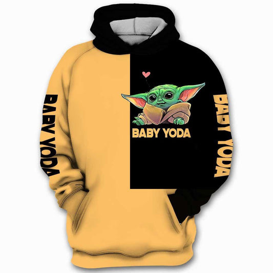 Cute Baby Yoda Star Wars I'm Not Short Im Baby Yoda Size Aop Hoodie Moonbestprint
