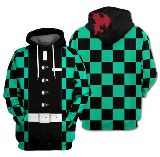 Demon Slayer Hoodie Tanjiro Kamado Green Costume Hoodie Kimetsu No Yaiba 3d Hoodie Zip Hoodie Moonbestprint